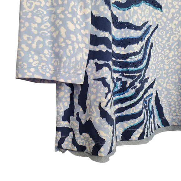 Zenergy Chicos 3 Size XL Top Sparkly Bead Lace Embellished Animal Print Stretch - Picture 6 of 12